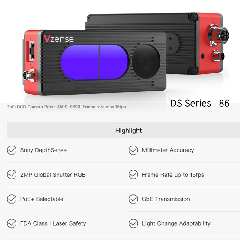 86 Video Camera Vzense DS86 & DS87 ToF 3D Cameras -High Precision, 5m Range, 1600x1200 ...