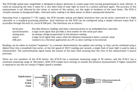 Laser ranging lidar SF30/B 50 meters TTL serial port Pixhawk  is applicable