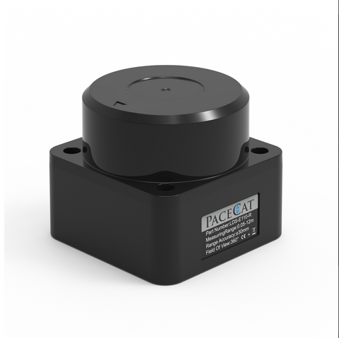 Compact LDS-E110 LiDAR module measuring 38.5 x 38.5 x 34 mm, designed for easy integration into mobile robots and automation systems