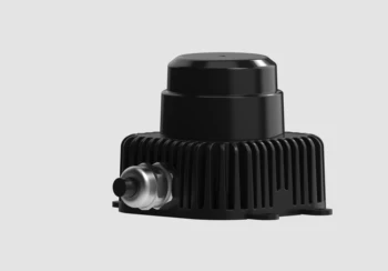 Detailed view of LSS-40S industrial LiDAR communication ports, including M12 Ethernet connector and DC power input for rugged hardware integratio