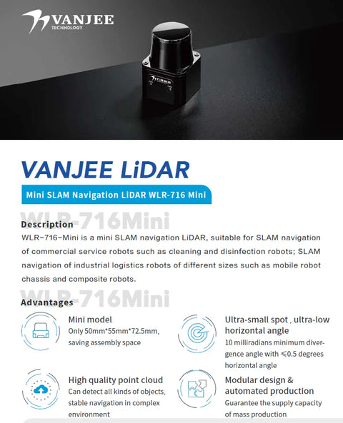 WLR-716mini 25m waterproof navigation obstacle avoidance liDAR for SR AMR outdoor high vibration, rain fog weather environment