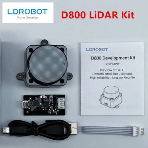 LDROBOT D800 Lidar Kit 25meters DTOF ROS Car SLAM Navigation Scanning Laser Radar Sensor Support ROS1 and ROS2 for outdoor