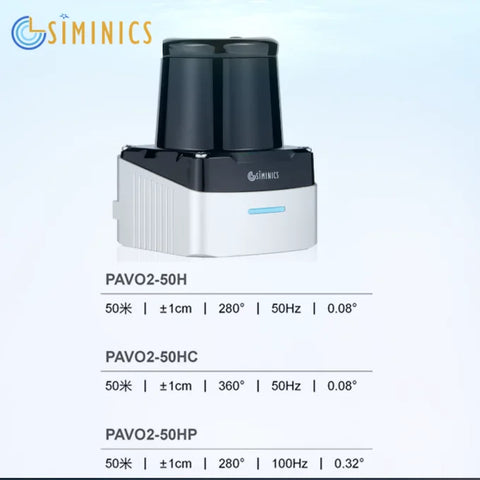 SIMINICS PAVO2 100Hz 50m TOF Outdoor Lidar Sensor for robot Navigation and obstacle avoidance, intelligent transportation